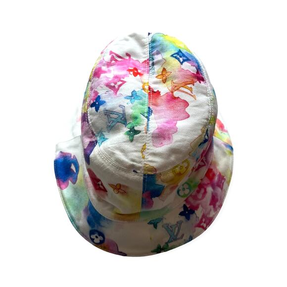 Louis Vuitton Bucket Hat Monogram White Watercolor Multicolor - Picture 3 of 10